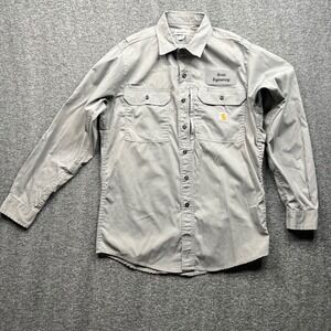 Carhartt Shirt Mens Medium Gray Button Up Ripstop Workwear Employee Engineering